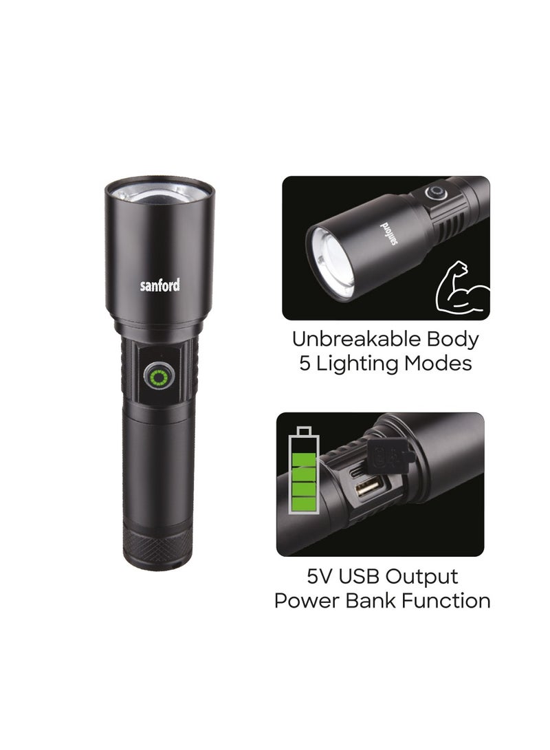 Sanford Rechargeable LED Searchlight, Unbreakable Body, 6000mAh Li-ion Battery, 20W Laser LED, 2500m Range, 2000 Lumens. - Image 2