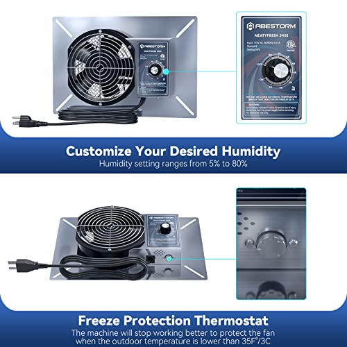 Abestorm 260CFM Crawl Space Ventilation Fan, IP-55 Rated Commercial Stainless Steel Vent Fan with Humidistat & Thermostat, 6.7 Inch Ventilator with Isolation Mesh for Crawlspace, Basement, Garage - Image 5
