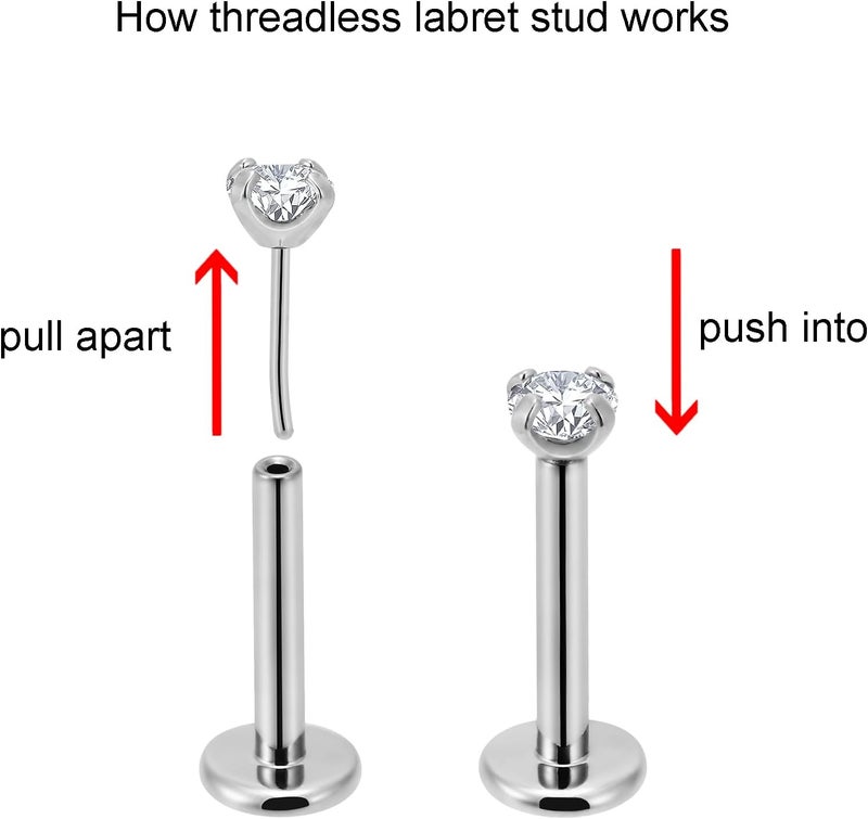 NewkeepsR 20g/18g/16g G23 Titanium Press Fit Threadless Push Pop in Labret Lip Monroe Tragus Earring Stud Piercing - Image 2