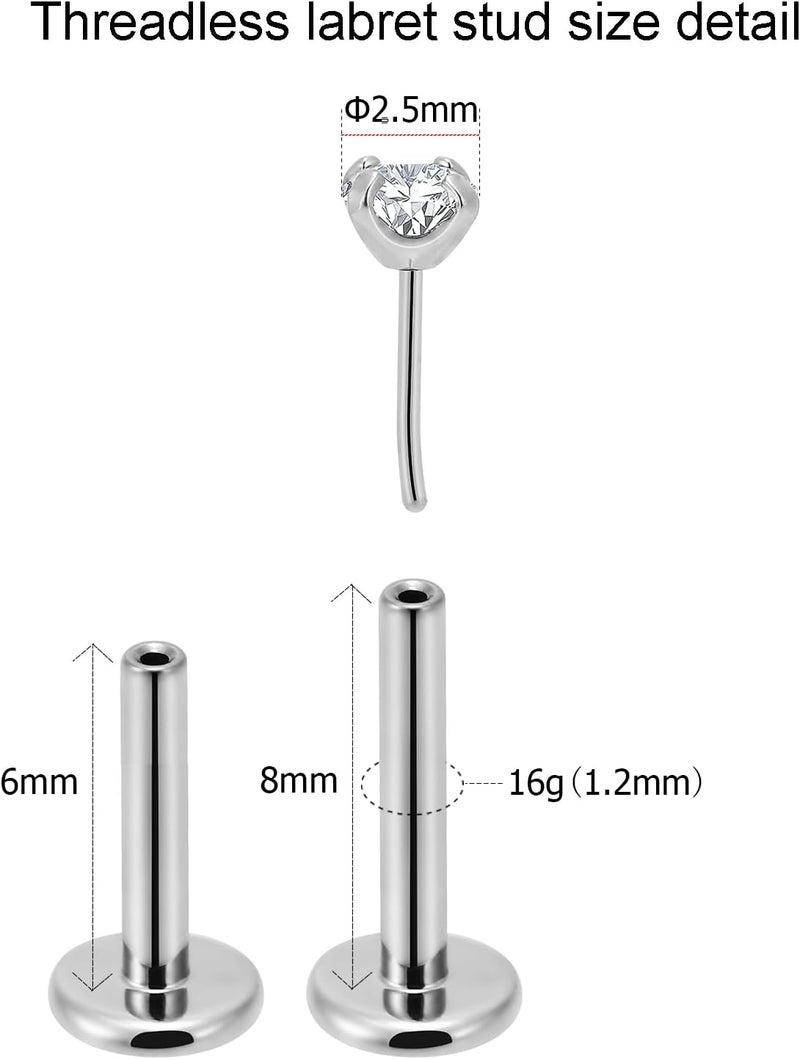 NewkeepsR 20g/18g/16g G23 Titanium Press Fit Threadless Push Pop in Labret Lip Monroe Tragus Earring Stud Piercing - Image 3