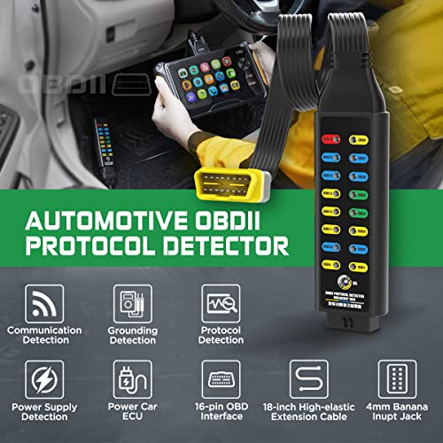 KAISAL OBD2 Breakout Box Professional OBDII Breakout Box Protocol/Power/Ground Detector Breakout Box for Power the Car 16-Pin CAN Breakout Box Automotive with 4mm Banana Jack,18inch Cable,4 Sets Jumper Wires - Image 2