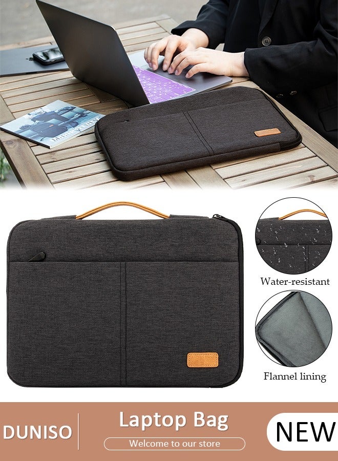 DUNISO حقيبة لابتوب مع جيب، حقيبة يد لحاسوب 15.6 بوصة، حقيبة مقاومة للماء، حقيبة كمبيوتر متينة مع مقبض PU قابل للسحب، حقيبة تابلت، غلاف لابتوب محمول، حقيبة لابتوب غير رسمية للمكتب، التسوق، السفر والاستخدام اليومي - Image 1