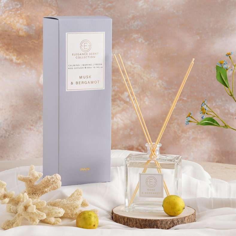 Elegance Musk Bergamot Reed Diffuser 300ml - Blue
