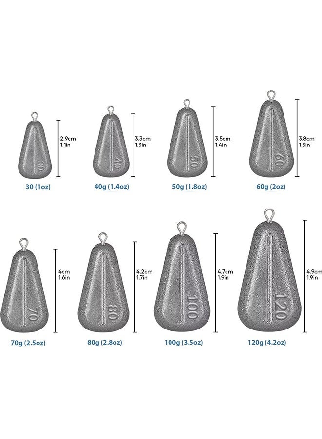 Generic 8-Piece Fishing Weights Sinkers No Roll Sinkers Lead Weights No Snag Flat Inline Sinkers for Catfishing Rigs(30g/40g/50g/60g/70g/80g/100g/120g)  - Image 5