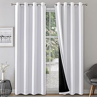 Rutterllow 100% Blackout Curtains 2 Panels - Completely Blackout Window Drapes Thermal Insulate Double Layer with Black - Image 1
