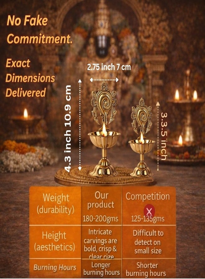 Narayan bhaktiᵀᴹ shanku Chakra، حجم كبير، Diya لديكور puja Deepam kundulu jyot Diwali لديكور المنزل، حامل laxmi puja Diya pyali للماندير/المكتب/الهدايا الاحتفالية (العرض: 3 بوصات ارتفاع: 4.3 بوصة|200 جرام) (عبوة من قطعتين) - Image 3