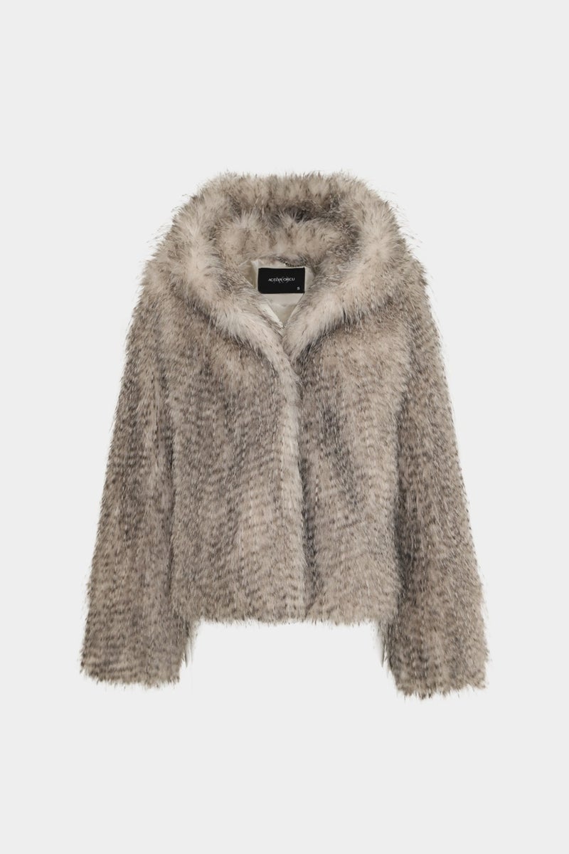 Açelya Okcu Premium Mars Hooded Faux Fur Women's Coat  - Image 1