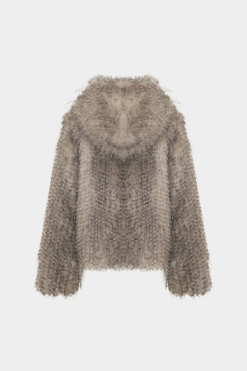 Açelya Okcu Premium Mars Hooded Faux Fur Women's Coat  - Image 2