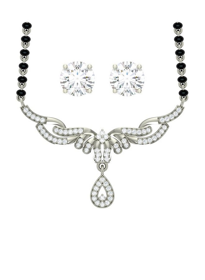 CLARA 925 Sterling Silver Maya Mangalsutra Tanmaniya Pendant Earring Jewellery Set with Chain Gift for Women and Girls - Image 1