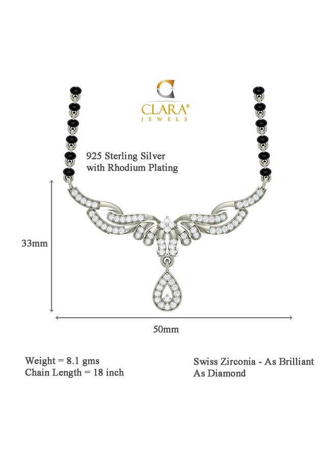 CLARA 925 Sterling Silver Maya Mangalsutra Tanmaniya Pendant Earring Jewellery Set with Chain Gift for Women and Girls - Image 4