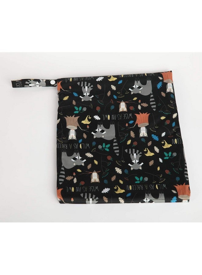 Sigzagor Wet Bag Baby Cloth Diaper Nappy Bag Reusable Washable With Two Zippered Pockets (Animal Racoon) - Image 4