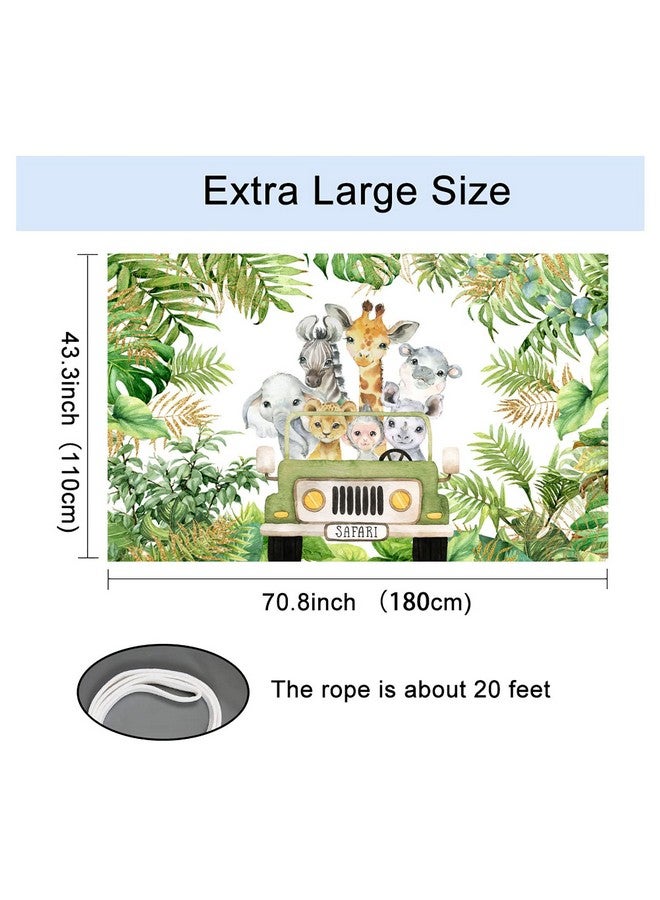 Mocsicka Safari Jungle Animal Party Banner Wild One Baby Shower Birthday Party Decoration For Boy Cartoon Elephant Giraffe Lion Forest Jungle Theme Party Supplies 72.8 X 43.3 Inch - Image 2