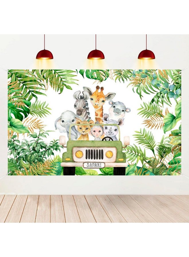Mocsicka Safari Jungle Animal Party Banner Wild One Baby Shower Birthday Party Decoration For Boy Cartoon Elephant Giraffe Lion Forest Jungle Theme Party Supplies 72.8 X 43.3 Inch - Image 5
