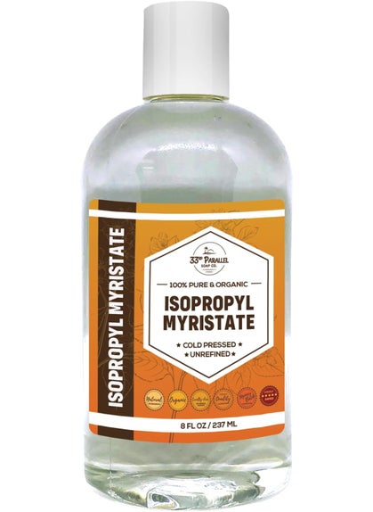 33RD PARALLEL SOAP CO. ISOPROPYL MYRISTATE 8 oz Natural Plant Derived Cosmetic Grade IPM for Soap Making Fragrances Shampoo Creams  Lotion Makeup  Adhesive Remover Antiperspirants  Deodorants  8 Ounces 