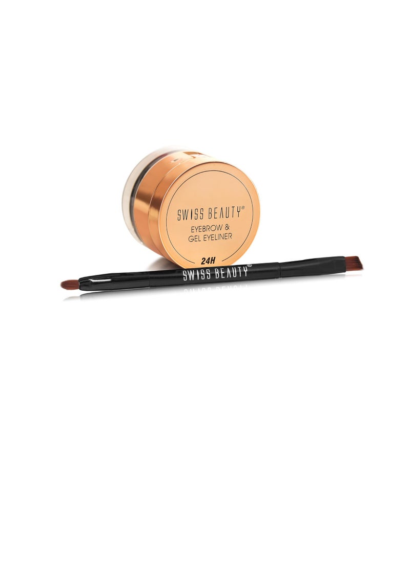 Swiss Beauty - Swiss Beauty Waterproof Eyebrow and Gel Eyeliner 2 In 1 With Brush  Smudge Proof Gel Eyeliner And Eyebrow Definer Pencil Shade  Brown  7G - Image 1