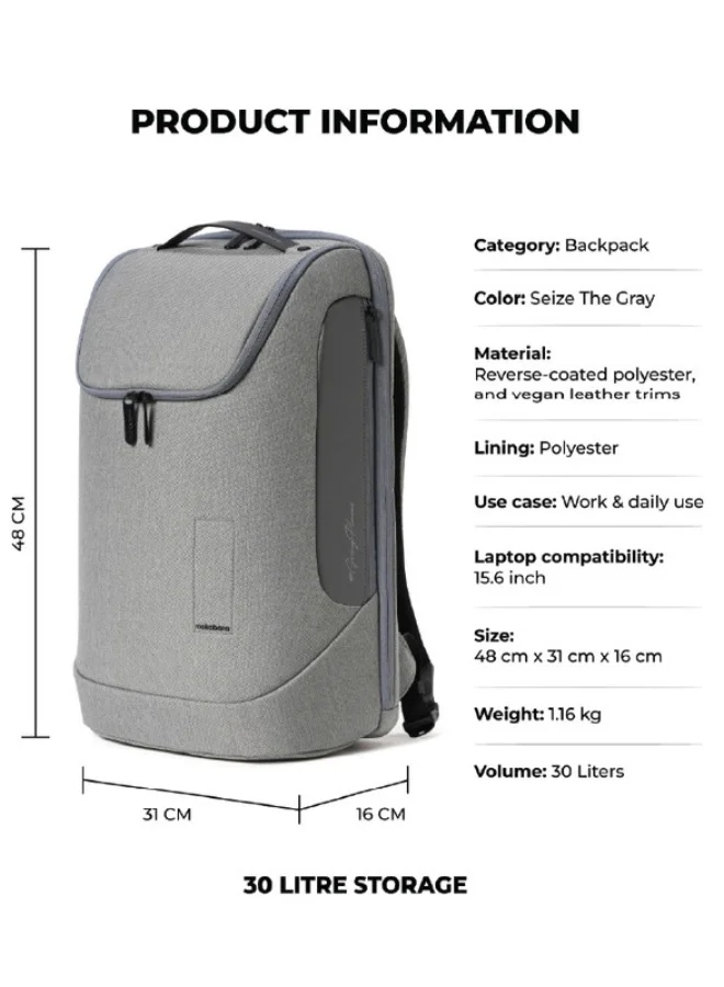 Mokobara Seize the Grey 2.0 The Transit Backpack 30L Premium Polyester 15.6" Unisex Multipurpose Laptop Backpack (Seize The Gray)  | Best Price UAE
