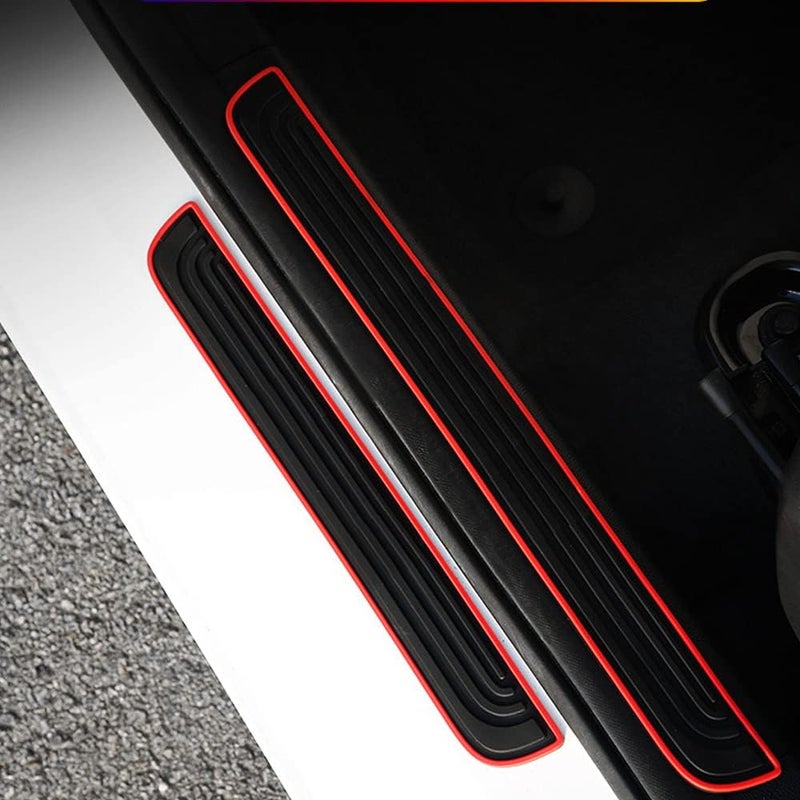 Akexermu Door Sill Plate Protectors for Car Universal Door Entry Guards Sill Scuff Cover Panel Step Protector,Door Sill Plate Protectors for Car　, Welcome Pedal　Protector Cover,　Black 4pcs/Set - Image 2