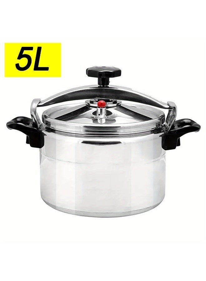 5L Large Capacity Heavy-Duty Aluminum Pressure Cooker With Fast Heat Distribution, 7-Tier Locking Lid & Safety Valve System, Induction Compatible For Gas/Electric Stoves, For Family Meal Cooking, Durable & Easy-Clean Design - Image 1