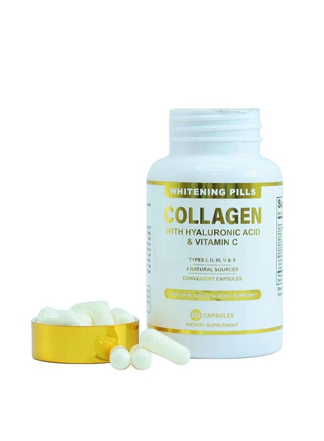 أوشن كولاجين مع حمض الهيالورونيك وفيتامين C كبسولة، كبسولة تبيض الجلد، 4 مصادر طبيعية، أظافر جلد الشعر والدعم المشترك للنساء، 60 كبسولة مكمل غذائي - Image 3