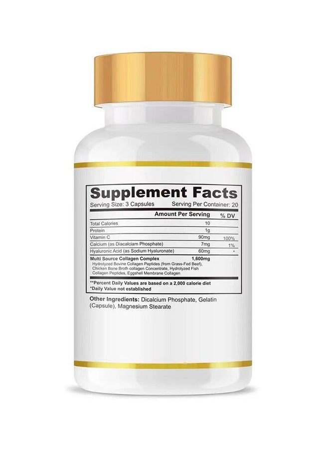 أوشن كولاجين مع حمض الهيالورونيك وفيتامين C كبسولة، كبسولة تبيض الجلد، 4 مصادر طبيعية، أظافر جلد الشعر والدعم المشترك للنساء، 60 كبسولة مكمل غذائي - Image 2