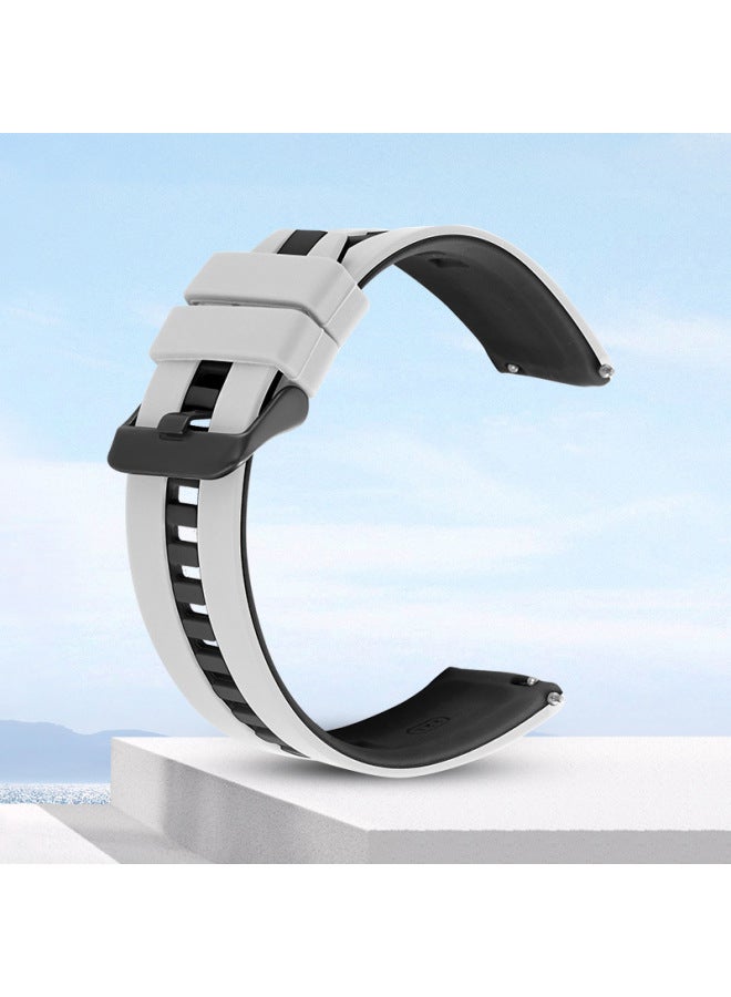 Suitable For huawei GT2 Watch GT3 Strap Watch3 Strap 2Pro Smart GT Quick Detonable Ear Silicone Strap-Color:For huawei Gt2/gt3 Two-color-white And Black-Specifications:22mm-Black Deduction