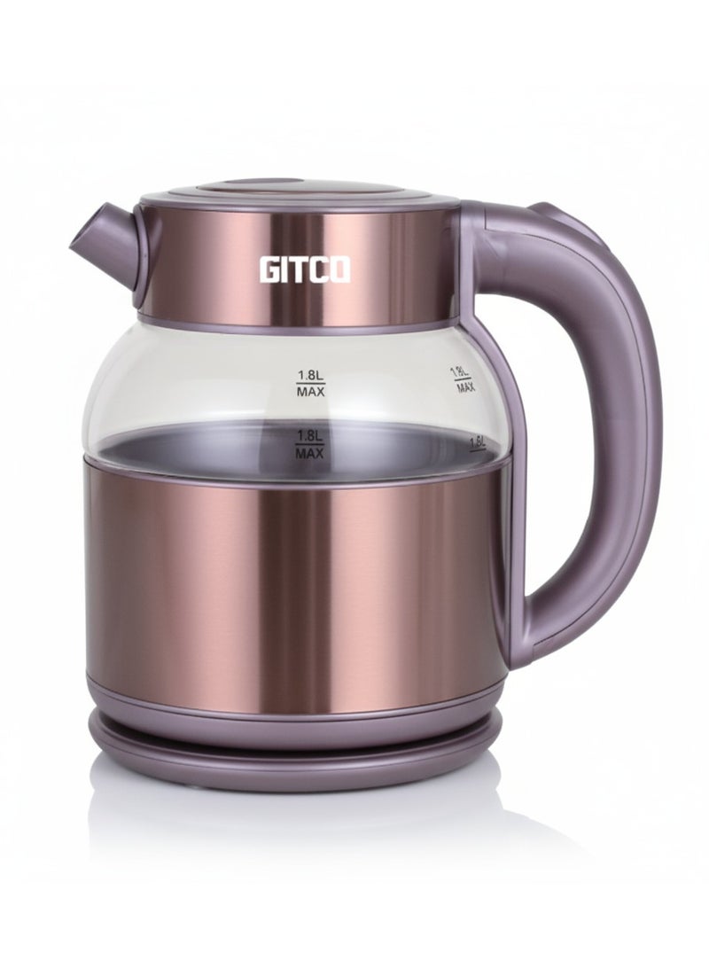 GITCO Electric Double Wall Glass Kettle 1.8L Capacity with  Auto Shut-Off, Fast Boiling & Dry Protection, 360° Rotating Base, Double LED Light- GK2001 - Image 1