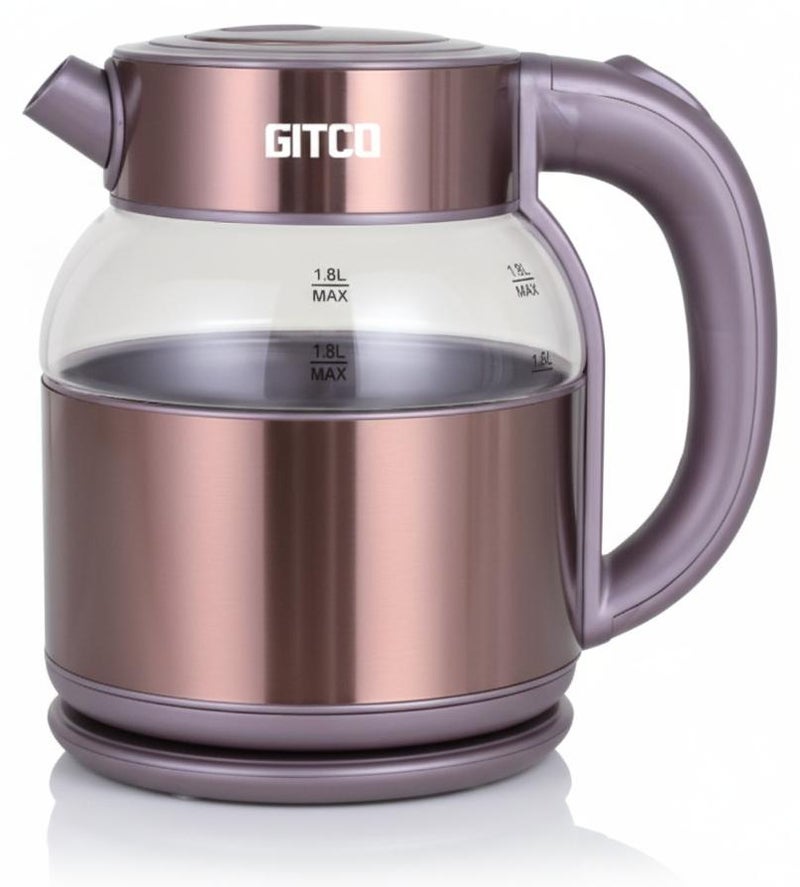 GITCO Electric Double Wall Glass Kettle 1.8L Capacity with  Auto Shut-Off, Fast Boiling & Dry Protection, 360° Rotating Base, Double LED Light- GK2001 - Image 1