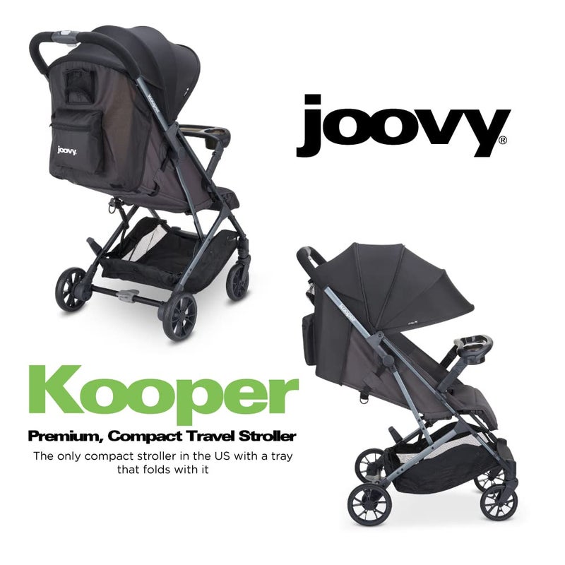 Joovy Kooper Lightweight Baby Stroller Featuring Removable SwingOpen Tray Big Wheels Reclining Seat with Footrest ExtraLarge Retractable Canopy and Compact Fold Forged Iron - Image 3
