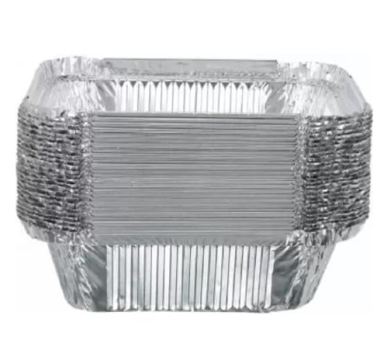 SHOP  SHOPPEE SHOP & SHOPPEE Disposable Aluminium Silver Foil Container with lid, Disposable Jars, Parcel Box, Packaging Metalized Hot/Dry Foods, Cake baking Container - 500 ml (Pack of 50) - Image 3
