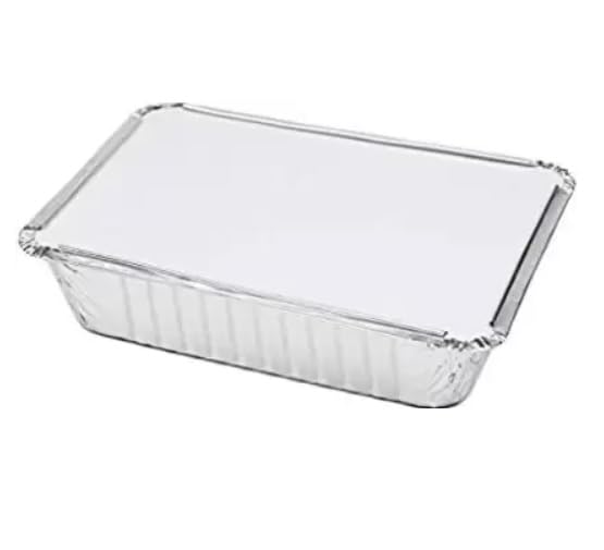 SHOP  SHOPPEE SHOP & SHOPPEE Disposable Aluminium Silver Foil Container with lid, Disposable Jars, Parcel Box, Packaging Metalized Hot/Dry Foods, Cake baking Container - 500 ml (Pack of 50) - Image 2
