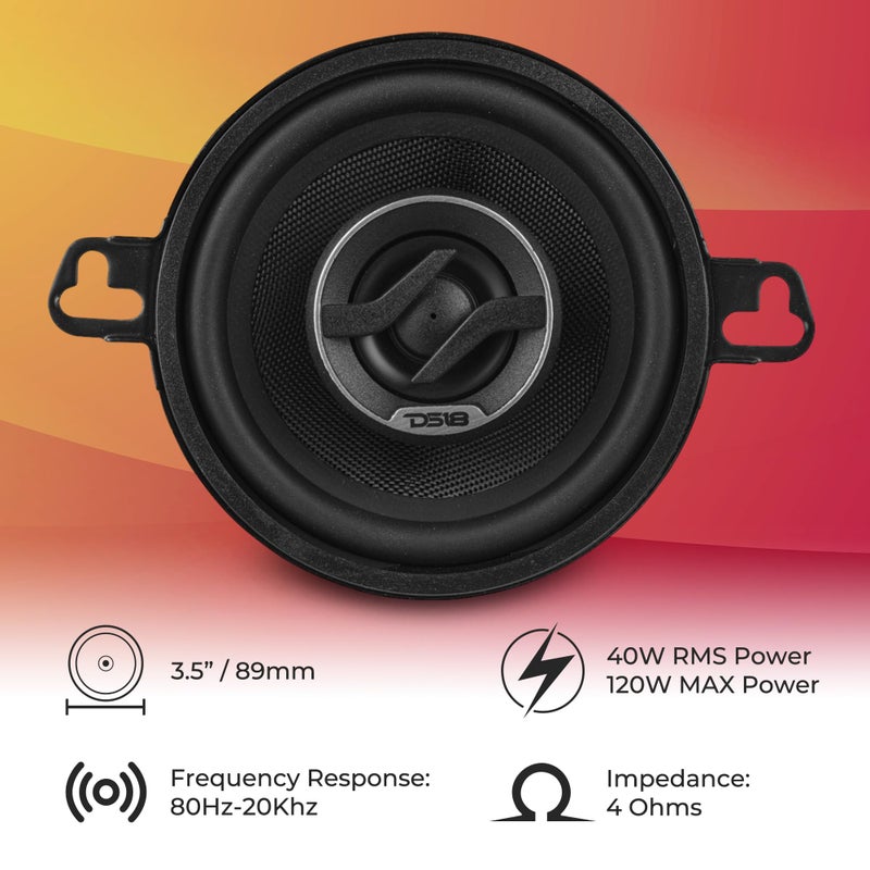 DS18 ZXI-3542 Full-Range 3.5" 2-Way Coaxial Speaker 4 Ohm - Car Audio Speakers Full Range, Easy Installation - Pair - Image 2