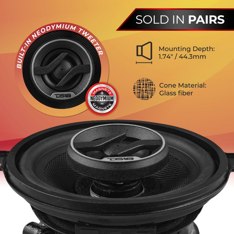 DS18 ZXI-3542 Full-Range 3.5" 2-Way Coaxial Speaker 4 Ohm - Car Audio Speakers Full Range, Easy Installation - Pair - Image 3