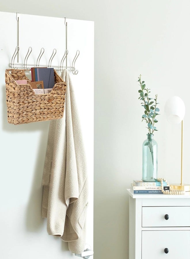 BTSKY Woven Hanging Magazine Holder, Water Hyacinth Magazine Basket, Wall Mounted Storage Basket for Books & Files, Wall File Organizer Magazine Rack with Handle for Home & Office - 13.2x2.8x8.9 Inch - Image 2