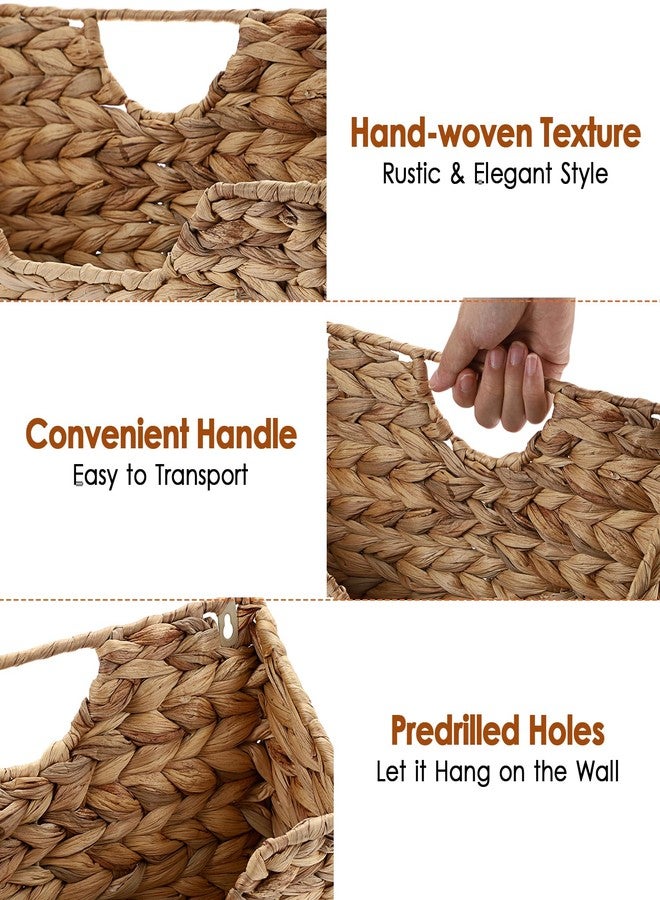 BTSKY Woven Hanging Magazine Holder, Water Hyacinth Magazine Basket, Wall Mounted Storage Basket for Books & Files, Wall File Organizer Magazine Rack with Handle for Home & Office - 13.2x2.8x8.9 Inch - Image 5
