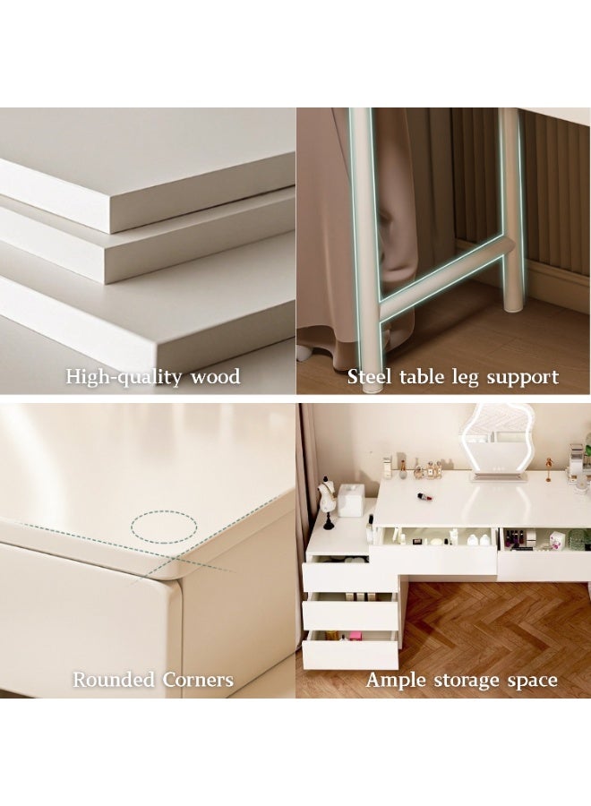 GoldenLike  مكتب مكياج، طاولة زينة كبيرة بخمسة أدراج، طاولة مكياج قابلة للسحب، مكاتب كمبيوتر، مكاتب منزلية حديثة وبسيطة لغرفة النوم - Image 5