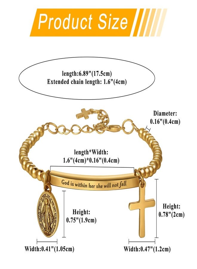 OIDEA Inspirational Bracelets for Women: Stainless Steel Christian Engraved Cross Bible Bracelet with Cross Virgin Mary Charm Pendant Religious Jewelry Gifts for Her - Image 4