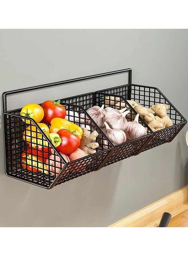 3 Grids Wall Mounted Storage Rack Onion Ginger Spice Rack Organizer Kitchen Storage Basket Bathroom Storage Rack - Image 3