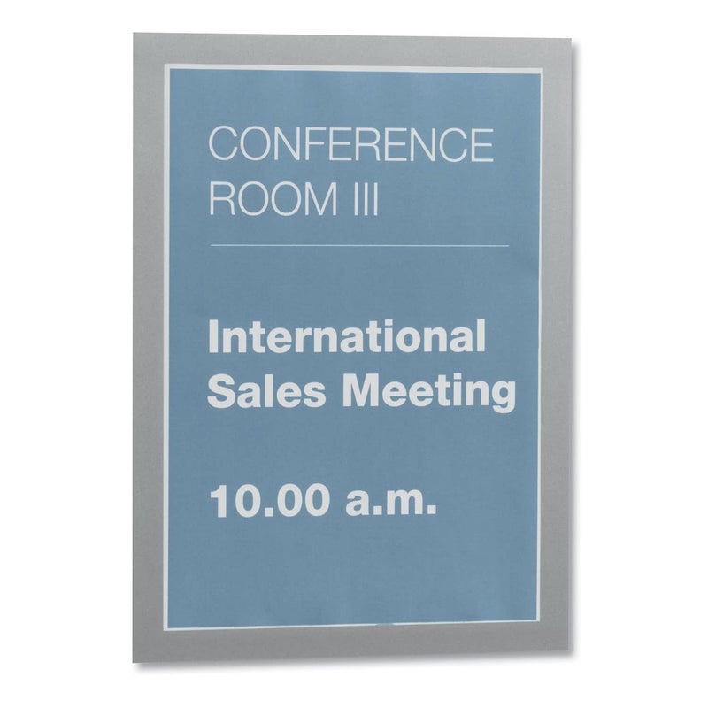 Durable Duraframe Self-Adhesive Sign Holder - Letter-Size 8.5" x 11" Inch - Silver Magnetic Frame - Pack of 2 - Image 4