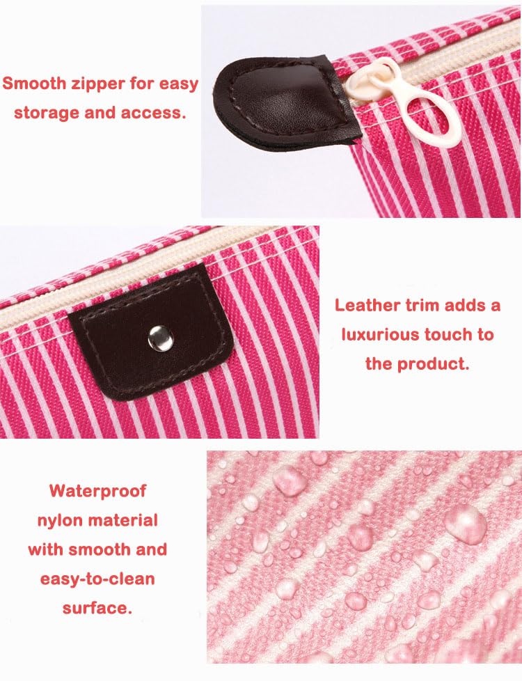 THTAJ 2 Pack Make Up Bag for Traveling,Preppy make up bag,Toiletry Bag,Nylon Cosmetic Bag,Light Pink Makeup Bag,Skin Care Bagï¼ŒTiny Makeup Bag - Image 4