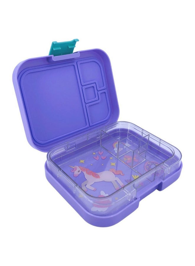 TINY WHEEL 4-Compartment Unicorn Theme Bento Lunch Box for Kids Purple 4 x 0.44 x 16 cm 9849 - Image 1