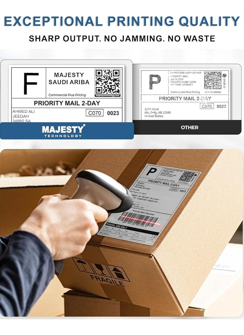 Majesty Majesty Thermal Shipping Labels - 10.16 x 15.24 cm (4 x 6 inches) - 500 Roll High Quality Labels, Compatible with Thermal Printers, Shipping Barcodes, E-Shops, Delivery Companies  - Image 4