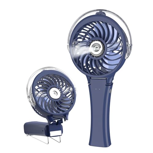 HandFan Upgraded Portable Handheld Misting Fan, Rechargeable Personal Mister Fan, Spray Water Mist Fans, Foldable Mini Cooling Hand Fans for Summer Beach Travel Concerts, Gifts for Women(Royal Blue) - Image 1