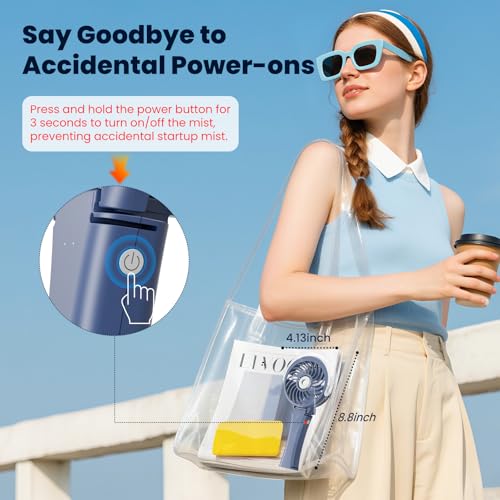 HandFan Upgraded Portable Handheld Misting Fan, Rechargeable Personal Mister Fan, Spray Water Mist Fans, Foldable Mini Cooling Hand Fans for Summer Beach Travel Concerts, Gifts for Women(Royal Blue) - Image 5
