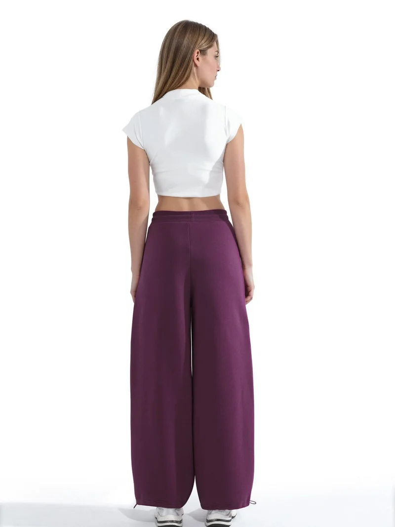 Hiccup Burgundy Red Barrel Fit Basic Raised Sweatpants for Women | Best Price UAE