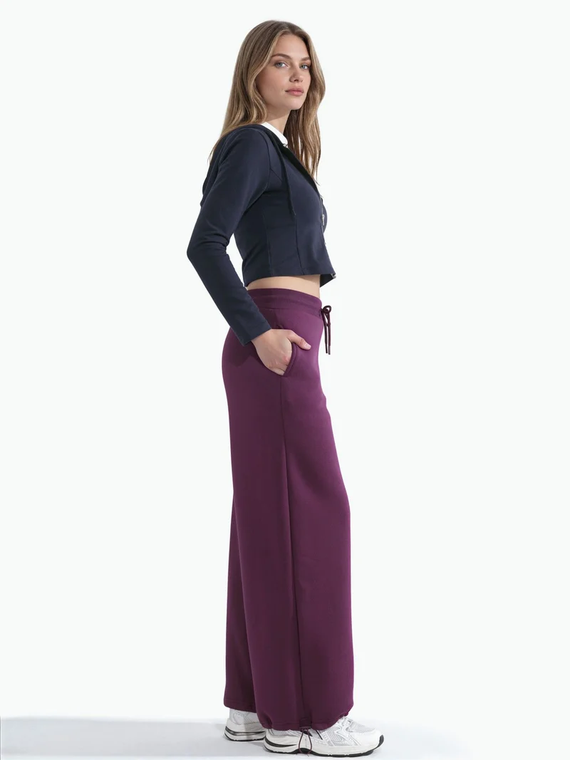 Hiccup Burgundy Red Barrel Fit Basic Raised Sweatpants for Women | Best Price UAE