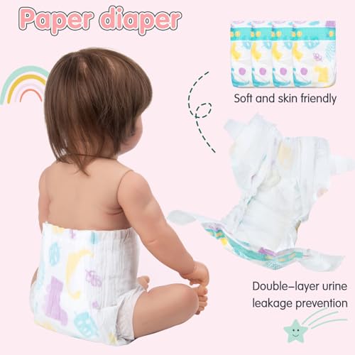 Pedolltree 13 Pcs Reborn Baby Dolls Clothes Girl Rainbow and Flowers Outfit Accessories for 1722 Inch Newborn Baby Doll Girl with Pink Butterfly Backpack - Image 5