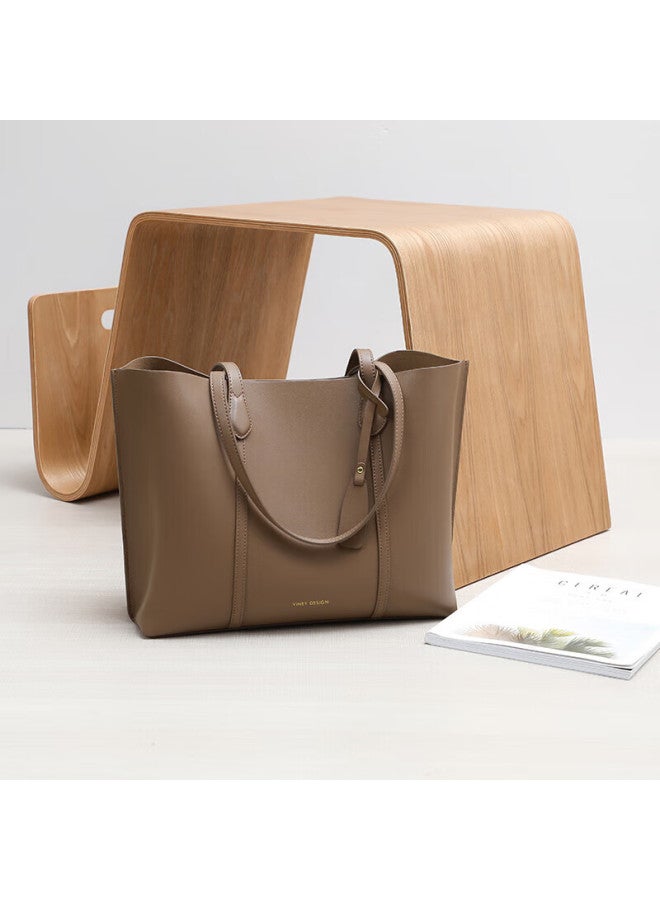 Viney Leather Handbag, Women's Large Capacity Tote Bag, Shoulder Bag, Handbag, Birthday And Mother's Day Gift For Mom, Practical Present - Image 1