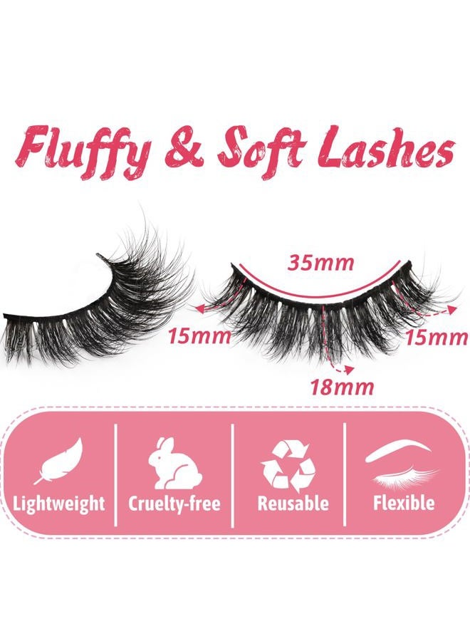 Fyonas Fluffy Lashes Wispy False Eyelashes Natural Look Volume & 3D Faux Mink Strip Lashes 15-18mm (815) - Image 2