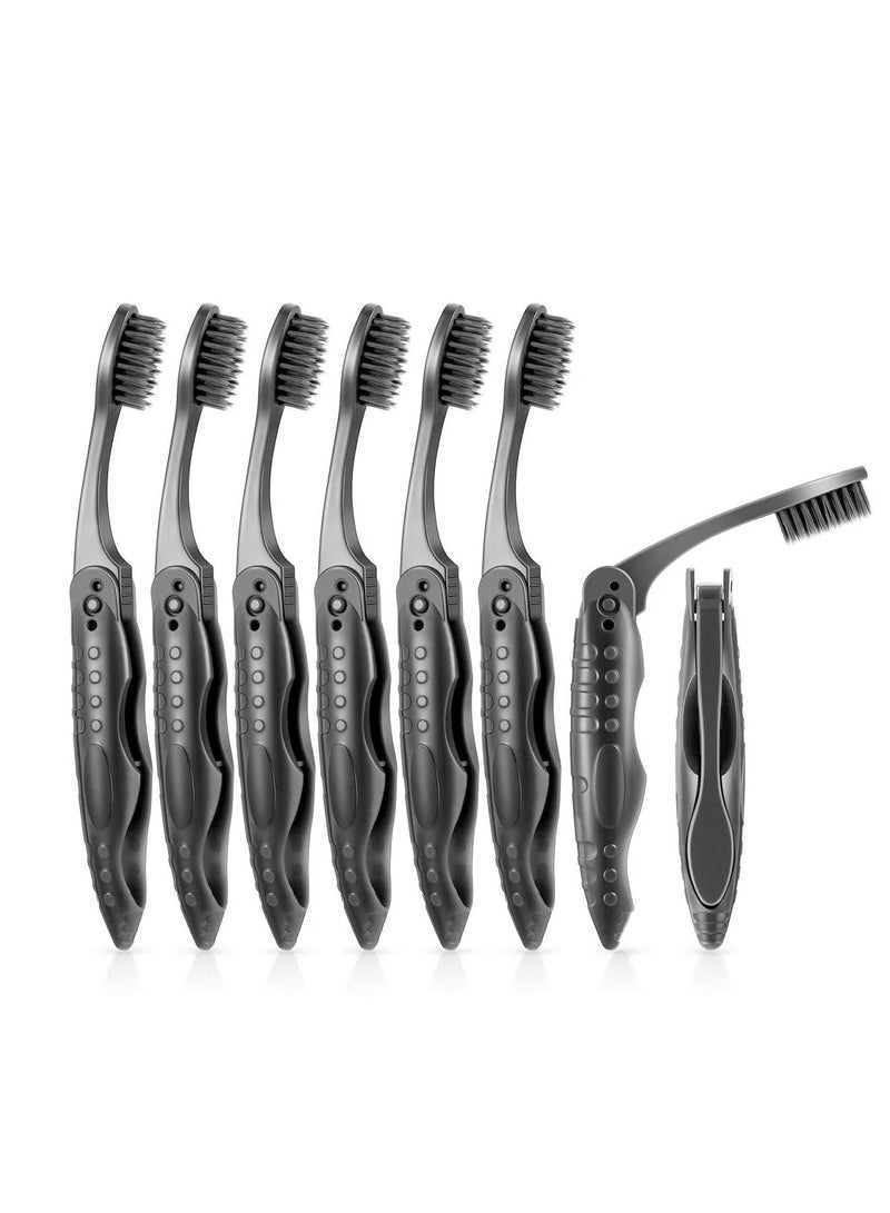 8 Packs Travel Folding Toothbrush with Portable Charcoal Toothbrush with Soft Medium Bristles for Hiking Camping Traveling Folding Toothbrushes Collapsible Travel Toothbrush Kit - Image 1