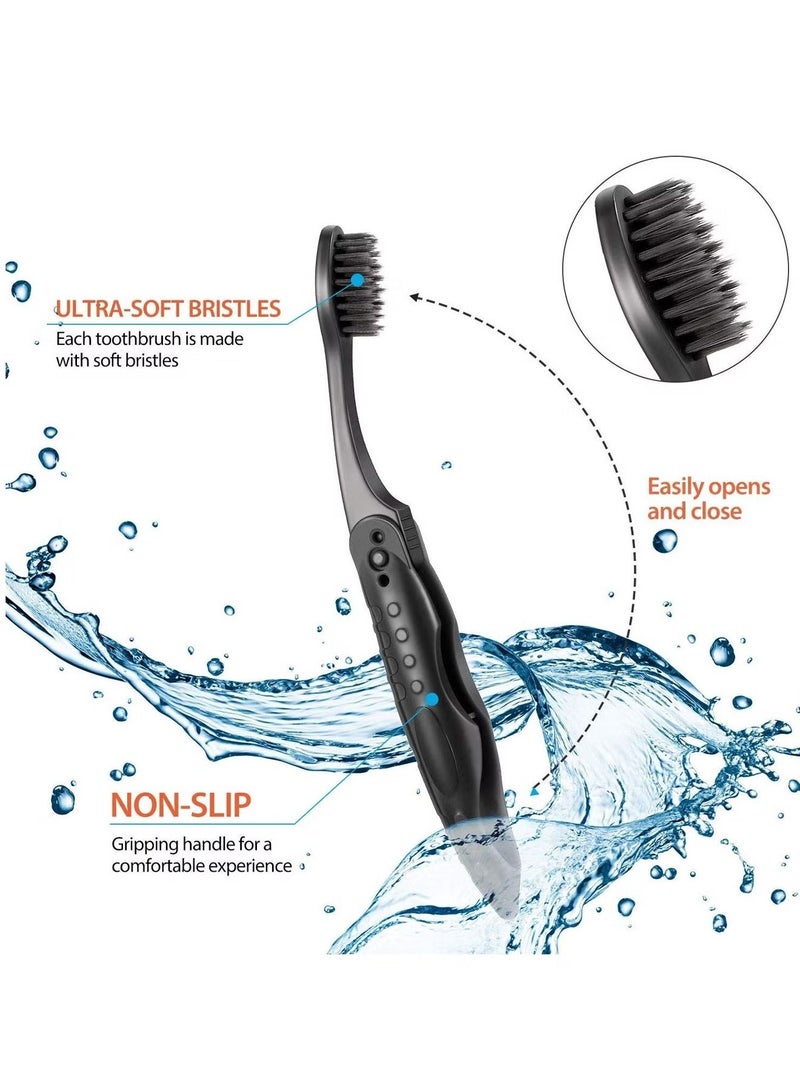 8 Packs Travel Folding Toothbrush with Portable Charcoal Toothbrush with Soft Medium Bristles for Hiking Camping Traveling Folding Toothbrushes Collapsible Travel Toothbrush Kit - Image 4